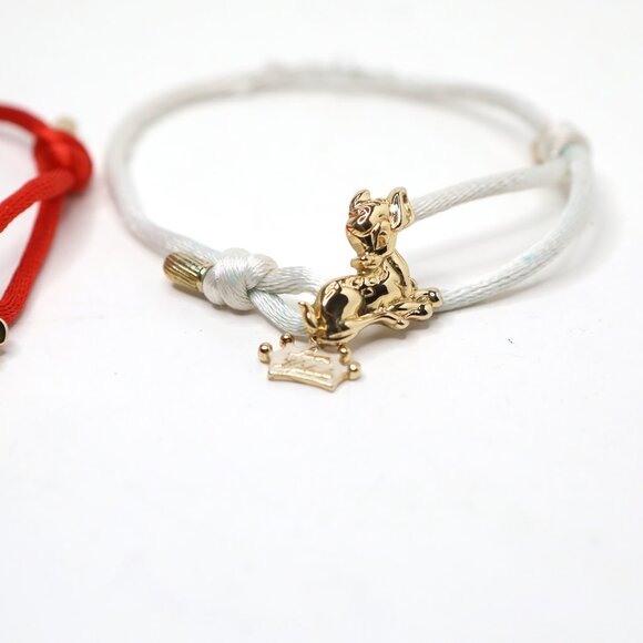 Kidada Disney Couture Tinkerbell Bambi Bracelet 14K Gold Plated Silk Red White - Picture 11 of 15